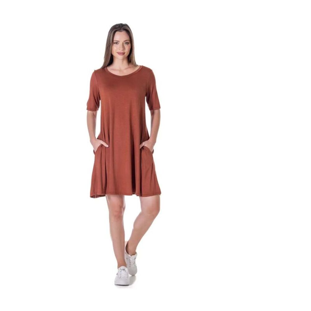 24seven Womens Solid Pocket T-Shirt Dress, NWT
